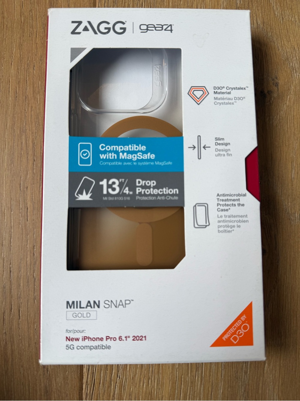 New ZAGG Gear 4 Milan Snap Gold MagSafe Compatible iPhone Pro 6.1” 2021 Case
